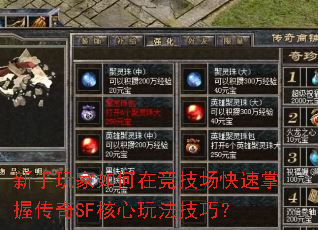 新手玩家如何在竞技场快速掌握传奇SF核心玩法技巧? 新手玩家如何在竞技场快速掌握传奇SF核心玩法技巧?