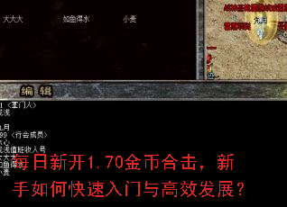 每日新开1.70金币合击,新手如何快速入门与高效发展? 每日新开1.70金币合击,新手如何快速入门与高效发展?