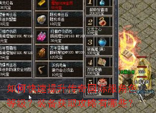 如何快速提升传奇国际服角色等级?装备获取攻略有哪些? 如何快速提升传奇国际服角色等级?装备获取攻略有哪些?