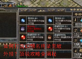 如何打造幻想名将录无敌外挂?顶级攻略全揭秘 如何打造幻想名将录无敌外挂?顶级攻略全揭秘