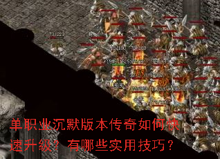 单职业沉默版本传奇如何快速升级?有哪些实用技巧? 单职业沉默版本传奇如何快速升级?有哪些实用技巧?